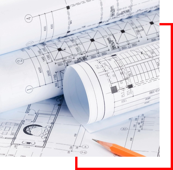 Architectural drawing paper rolls of a dwelling for construction